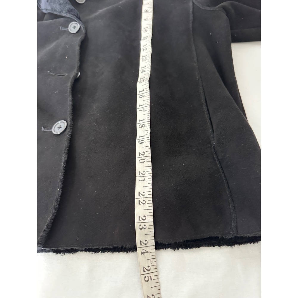 Calispia Womens XL Black Faux Suede Faux Fur Lined Button Front Jacket Coat - Picture 8 of 10